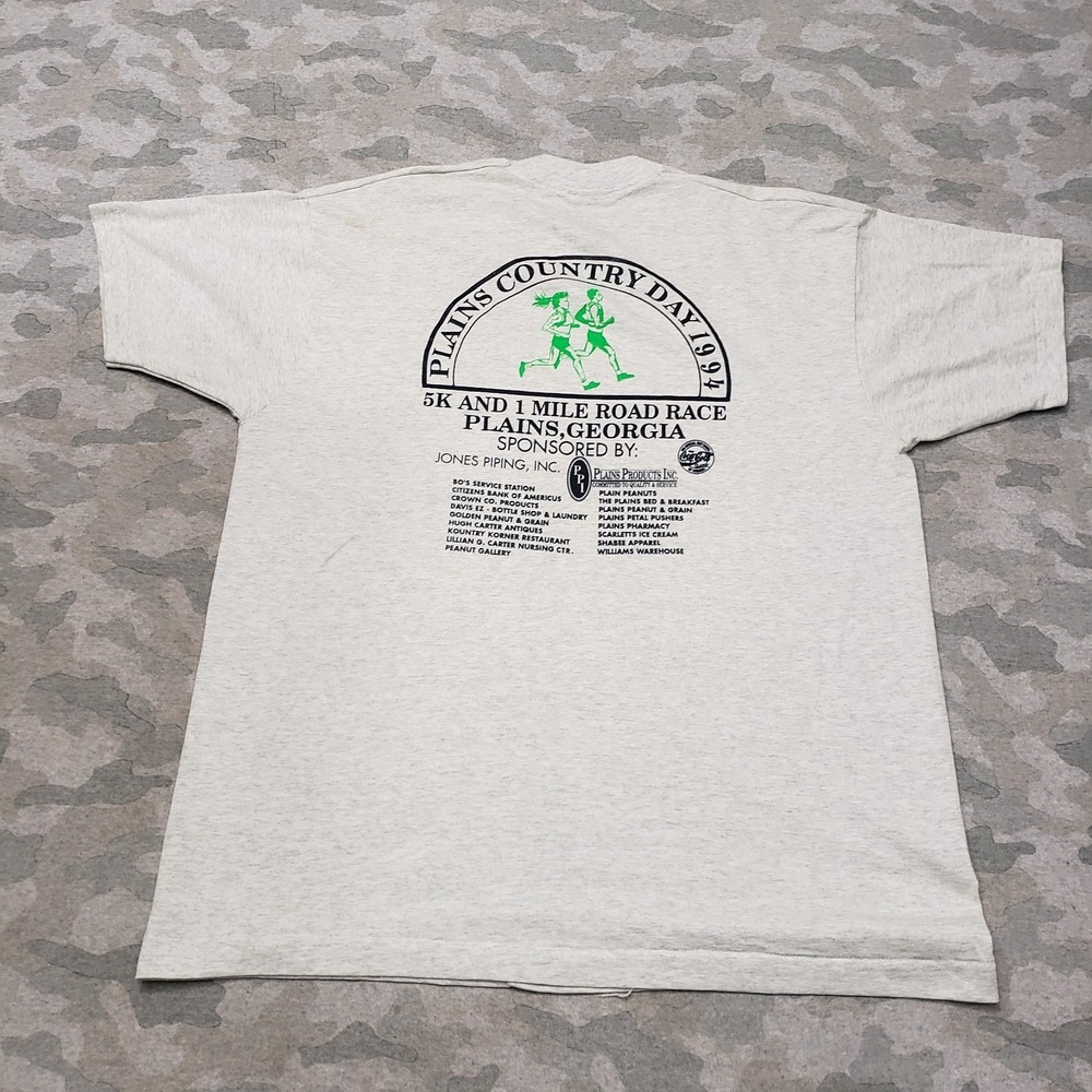 Vintage Fruit Of The Loom Running Shirt Mens‎ XL Gray Short Sleeve Single Stitch
